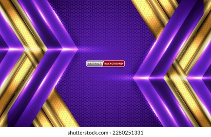 Technologie-Hexagon-Hintergrund mit Gold- und violettem Element-Kombinationskonzept.