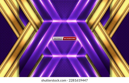 Technology Hexagon Background with Gold and Purple Element Combination Concept.