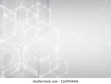 technology hexagon geometric network gray background