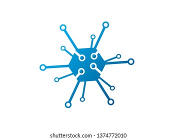 Technology hexagon icon for logo design illustrator, high tech symbol