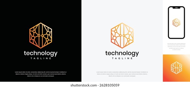 Diseño de logotipo hexagonal de Tecnología. Plantilla de logotipo hexagonal de conexión de Tecnología. Icono de símbolo de logotipo de Tecnología