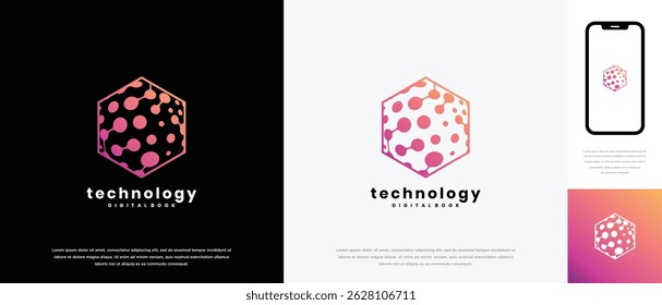 Technology hexagon logo design. Technology connection hexagon logo template. Technology logo symbol icon