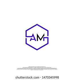 technology hexagon AM logo letters concept. modern business logo template