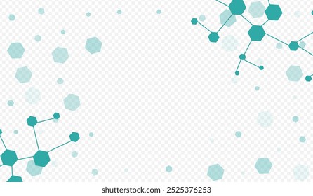 Technology Hexagon Vector Transparent Background. Molecular Abstract Pattern. Geometric Medical Science Template. Microbiology Texture.