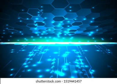 Technology, hexagonal background wallpaper, blue technology, suitable for desktop use, banner background, printing backdrop and other printing work.