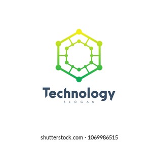 Technology Hexagonal Logo, Modern, Minimalist, Futuristic, Vector Logo Template with Green Gradient Color