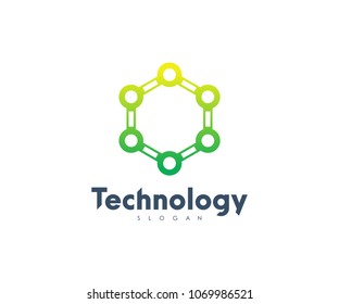 Technology Hexagonal Logo, Modern, Minimalist, Futuristic, Vector Logo Template with Green Gradient Color
