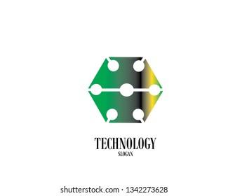 Technology Hexagonal Logo, Modern, Minimalist, Futuristic, Vector Logo Template With Green Gradient Color - Vector
