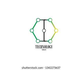 Technology Hexagonal Logo, Modern, Minimalist, Futuristic, Vector Logo Template With Green Gradient Color - Vector
