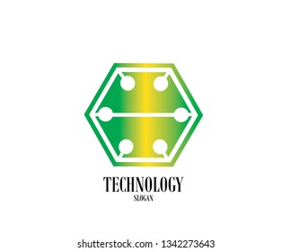 Technology Hexagonal Logo, Modern, Minimalist, Futuristic, Vector Logo Template With Green Gradient Color - Vector
