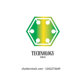 Technology Hexagonal Logo, Modern, Minimalist, Futuristic, Vector Logo Template With Green Gradient Color - Vector
