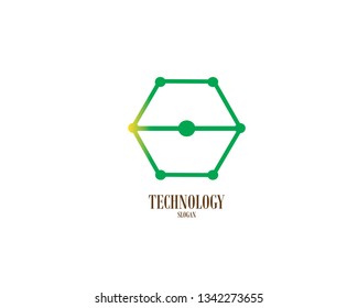 Technology Hexagonal Logo, Modern, Minimalist, Futuristic, Vector Logo Template With Green Gradient Color - Vector
