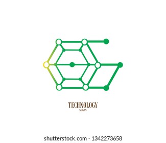 Technology Hexagonal Logo, Modern, Minimalist, Futuristic, Vector Logo Template With Green Gradient Color - Vector
