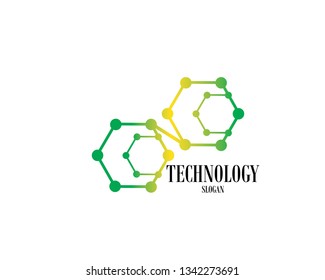 Technology Hexagonal Logo, Modern, Minimalist, Futuristic, Vector Logo Template With Green Gradient Color - Vector
