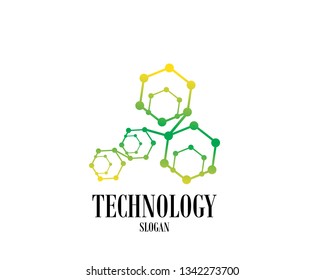 Technology Hexagonal Logo, Modern, Minimalist, Futuristic, Vector Logo Template With Green Gradient Color - Vector
