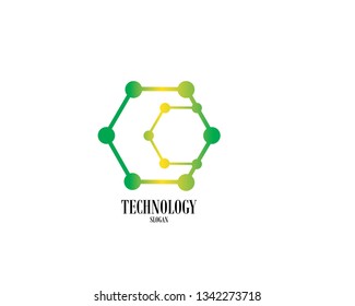 Technology Hexagonal Logo, Modern, Minimalist, Futuristic, Vector Logo Template With Green Gradient Color - Vector
