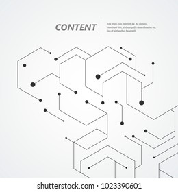 Technology hexagons structure or molecular connect elements.