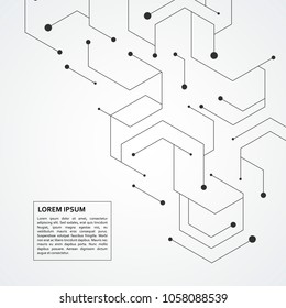 Technology hexagons structure or molecular connect elements.