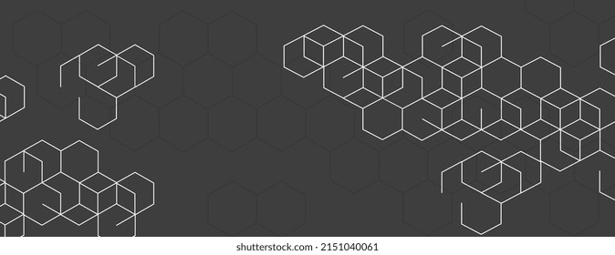 Technology hexagons structure or molecular connect elements.