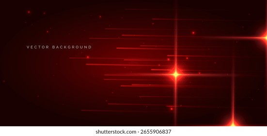 Technology hi speed red lines on dark red background. Vector illustration