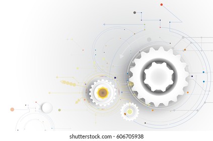 Technology Hi-tech digital design colorful on circuit board and gear wheel engineering,Digital telecoms technology concept, Abstract futuristic-technology on white color background,Vector illustration