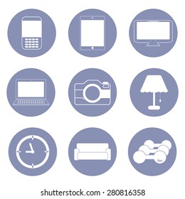 Technology and hobby lifestyle icon set, for design presentation in vector