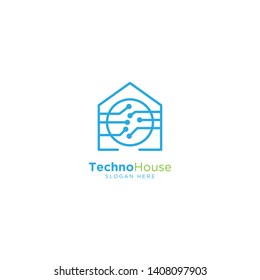 Technology Home Line Outline Monoline Logo Design Vector