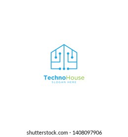 Technology Home Line Outline Monoline Logo Design Vector