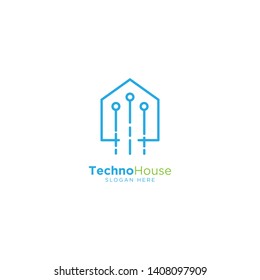 Technology Home Line Outline Monoline Logo Design Vector
