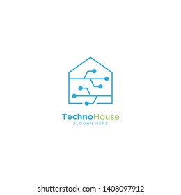 Technology Home Line Outline Monoline Logo Design Vector