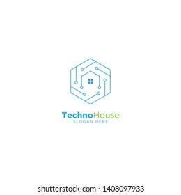 Technology Home Line Outline Monoline Logo Design Vector