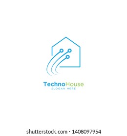 Technology Home Line Outline Monoline Logo Design Vector