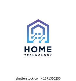 Design-Vorlage für das Logo der Technologie. Vektor. Startseite der digitalen Elektroniktechnologie
