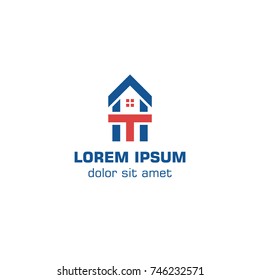 Technology home,T home, techno house. Vector logo template