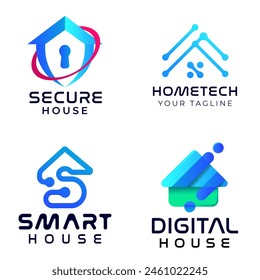 Technology House Connection Icon Logo Vector design illustration. Smart home logo icon with wireless connection concept. Trendy Smart House vector icon design for website