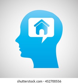 technology house human head icon, vector illustration