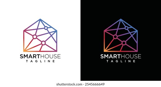 Ilustração do design do logotipo da casa de tecnologia. Modelo de logotipo de tecnologia vetor imobiliário	