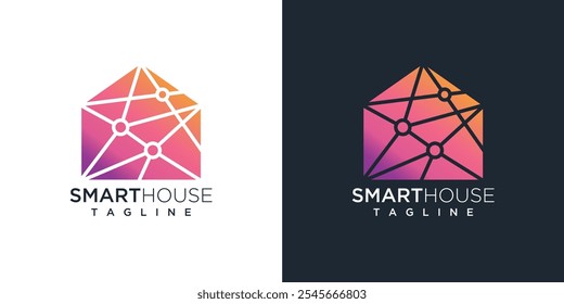 Technology house logo design illustration. Technology logo template real estate house vector	
