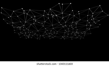 Technology hud digital wires lines and dots connected, black background