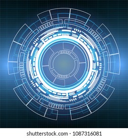 Technology HUD Futuristic Circle Element Connection Panel On Grid Pattern Design.