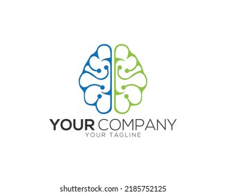Technology Human Brain Logo Designs Simple Modern Vector Template.