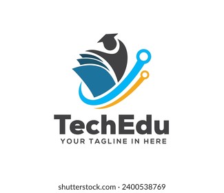 technology human jump book education logo icon symbol design template illustration inspiration