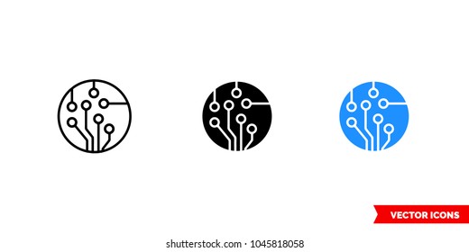 Technology icon of 3 types: color, black and white, outline. Isolated vector sign symbol.