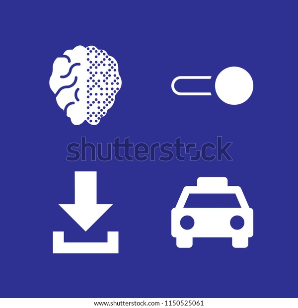 technology icon. 4\
technology set with car, download, switch and brain vector icons\
for web and mobile\
app