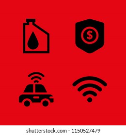 technology icon. 4 technology set with wifi, car, drive and premium vector icons for web and mobile app