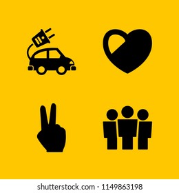 technology icon. 4 technology set with work, surgery, double and car vector icons for web and mobile app