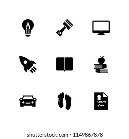 technology icon. 9 technology set with ebook, idea, student and portfolio vector icons for web and mobile app