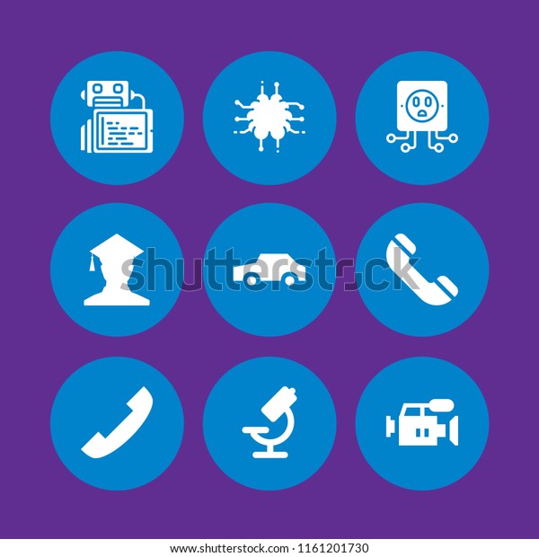 technology icon. 9\
technology set with microscope, student, car and phone vector icons\
for web and mobile\
app