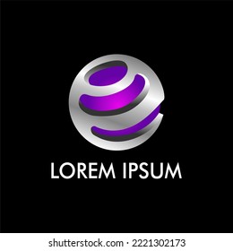 icono de tecnología bola abstracta, plantilla de diseño de logotipo de esfera. consultoría empresarial, tecnología, ciencia, etc. ilustraciones vectoriales, combinación de plata rosa.