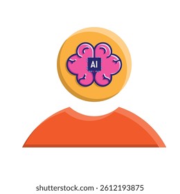 technology icon. artificial intelligence in the people. development of robot technology or software based on artificial intelligence in the world. 3d design style with color